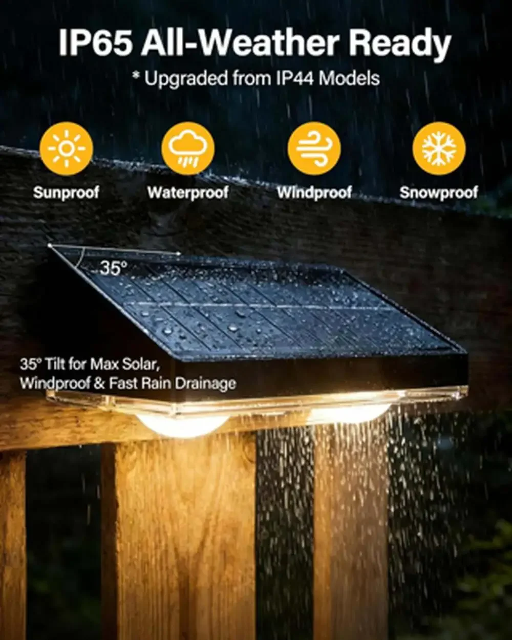 Solar Fence Lights Outdoor 85LM 2 Pack RGB Color Modes Waterproof Dusk to Dawn